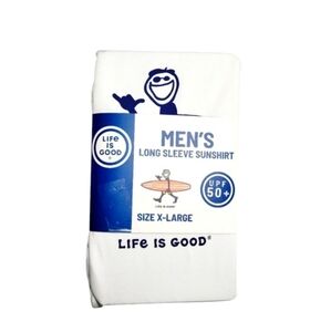 Life Is Good Mens White Long Sleeve Surfer Sunshirt  XL